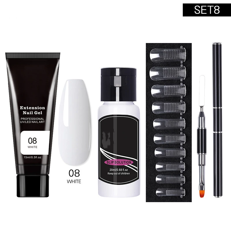

Набор гель для наращивания ногтей, 15 мл, отмачиваемый УФ-гель, акриловый Белый Прозрачный Гель-лак для ногтей для домашнего дизайна ногтей, набор для профессионального маникюра