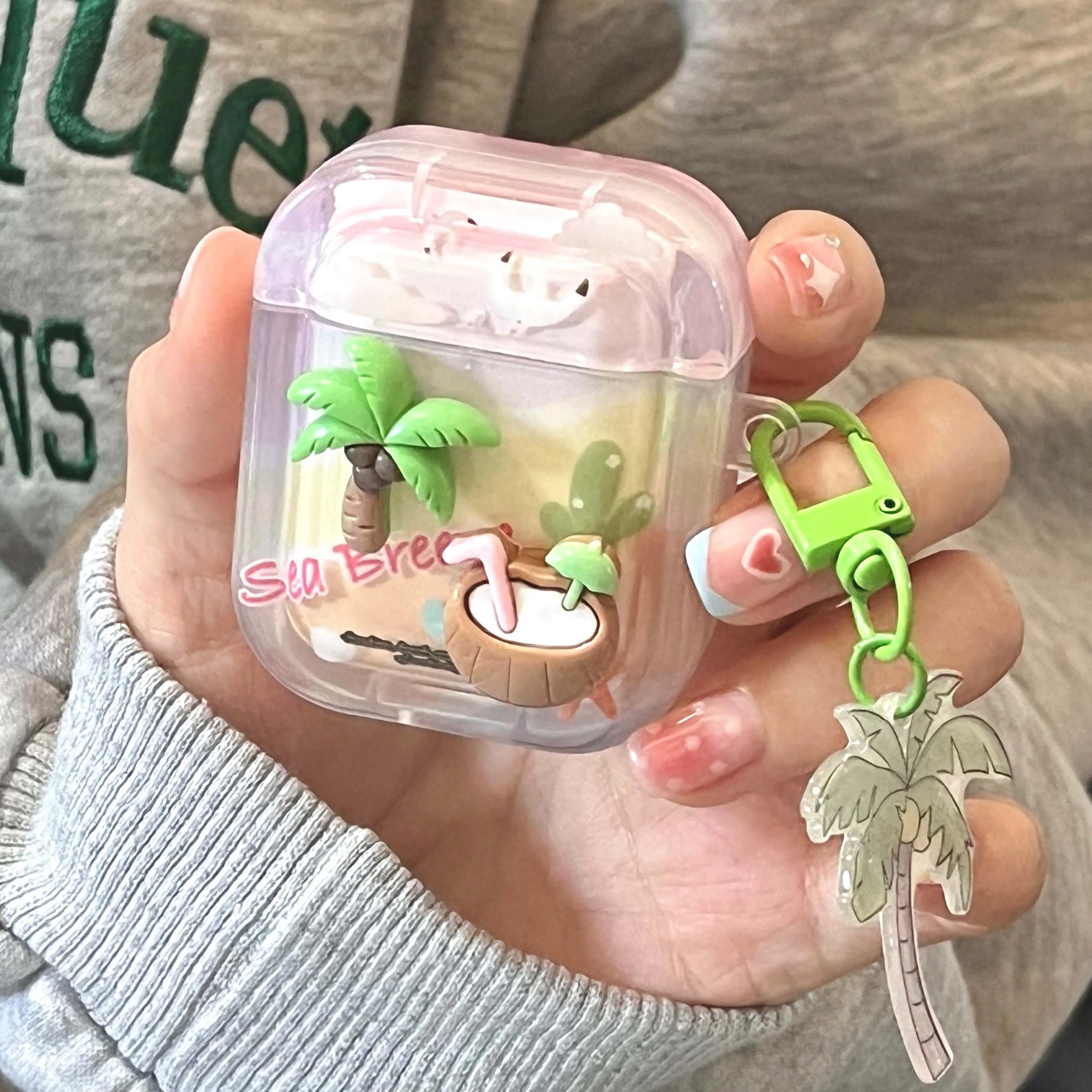 

Ins 3D кокосовое дерево diy sea imd, ударопрочный телефон, милые наушники, аксессуары для apple airpod 3 1 pro 2nd 2, зарядная коробка, Обложка