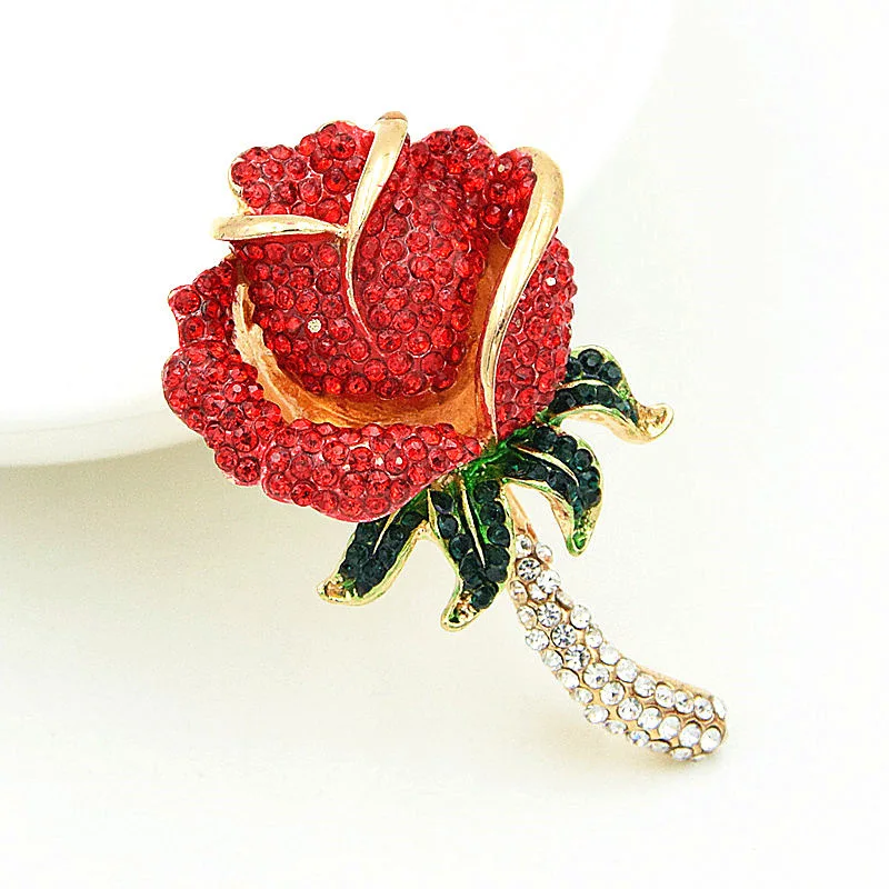 

Exquisite Luxury Rose Brooch Inlaid Zircon Brooch Ladies Dress Corsage Evening Jewelry Accessories Wholesale