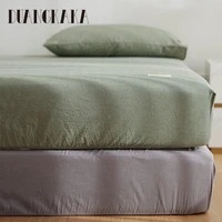 duangkaka washed cotton bed fitted sheet single fitted deep pocket sheet elastic band strap fits mattress perfectly 1pc