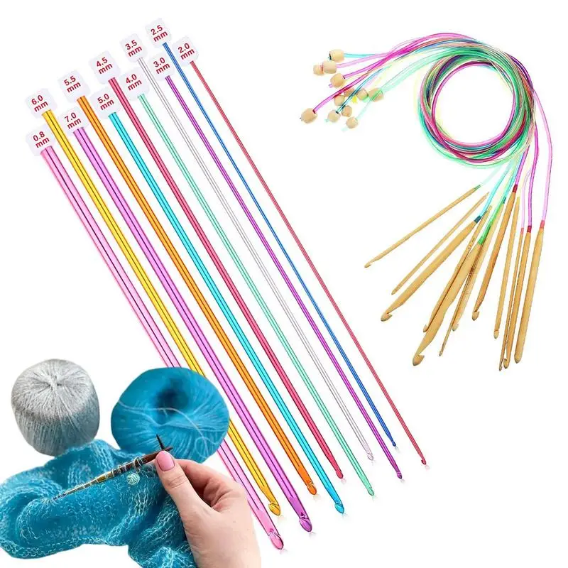 

23 шт., алюминиевые гибкие спицы для вязания, 3-10 мм