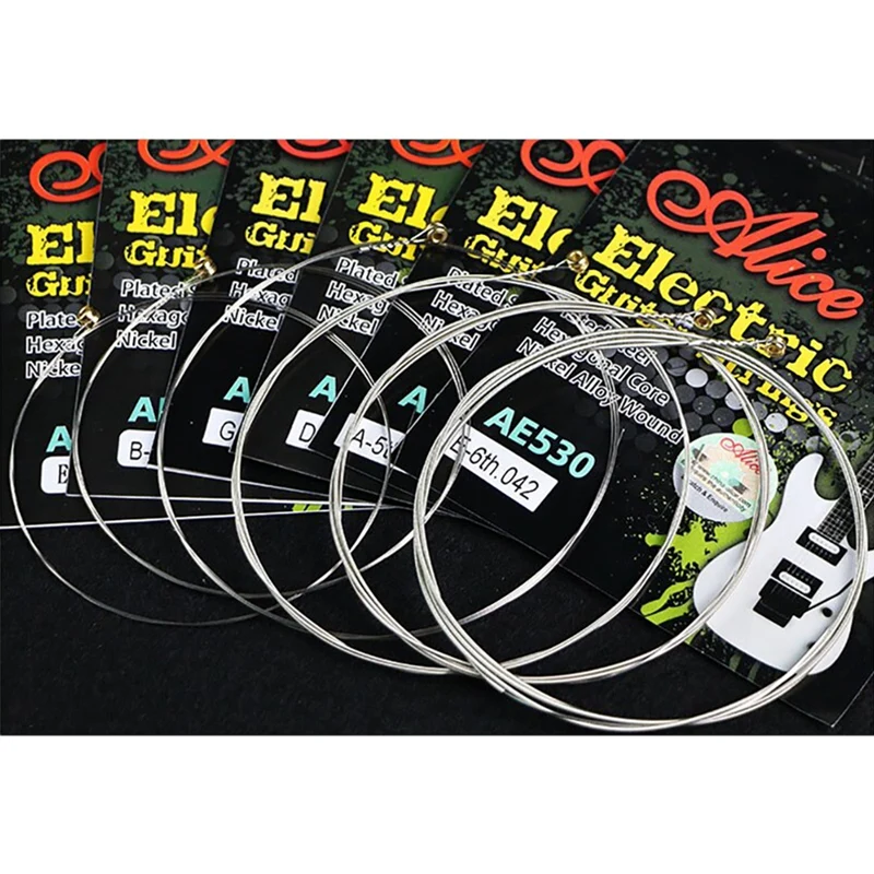 

Alice 6 Pieces ALICE AE530-SL Electric Guitar Strings 1St-6Th Super Light .009-.042 Nickel Alloy Wound Full Set Hexagonal Core
