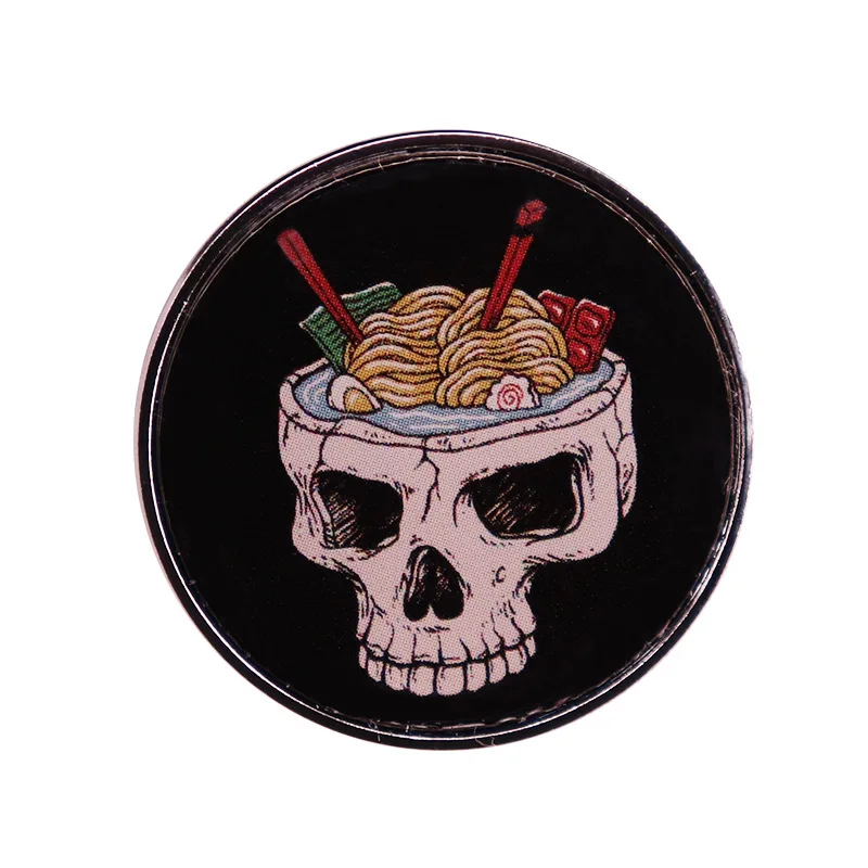 

Noodles on a Skull Television Brooches Badge for Bag Lapel Pin Buckle Jewelry Gift For Friends