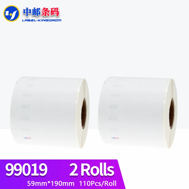 2 Rolls Dymo Compatible 99019 White Label 59mm*190mm 110Pcs/Roll Compatible for LabelWriter 450Turbo Printer Seiko SLP 440 450