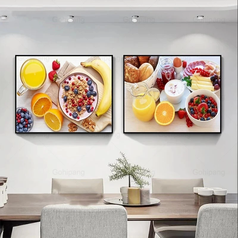 

Fresh Food and Fruits Canvas Painting Posters and Prints Art Painting On Canvas Wall Pictures for Dining Hall Kitchen Home Decor