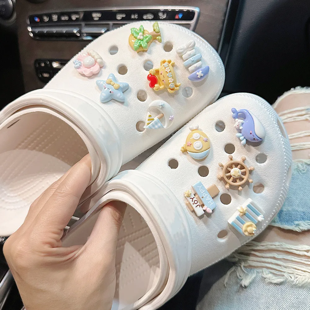 Милый мультяшный океанский стиль обувь с отверстиями подвески украшения летние