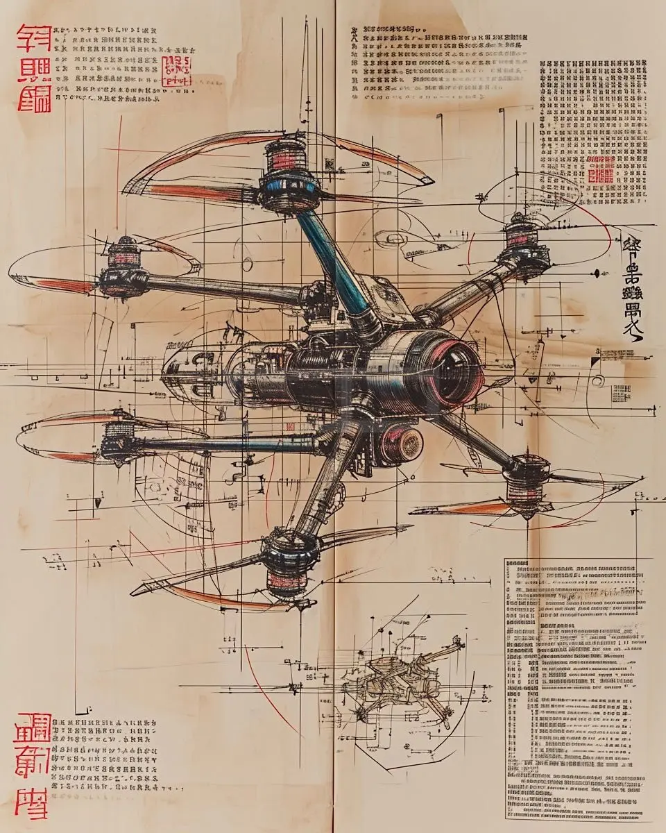 

Печать на холсте "Дрон старинный сценарий"