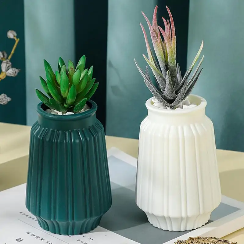 Modern Flower Vase White Orange Green Plastic Vase Nordic Style Imitation Ceramic Dry Vase Durable And Anti Drop Plastic Vase