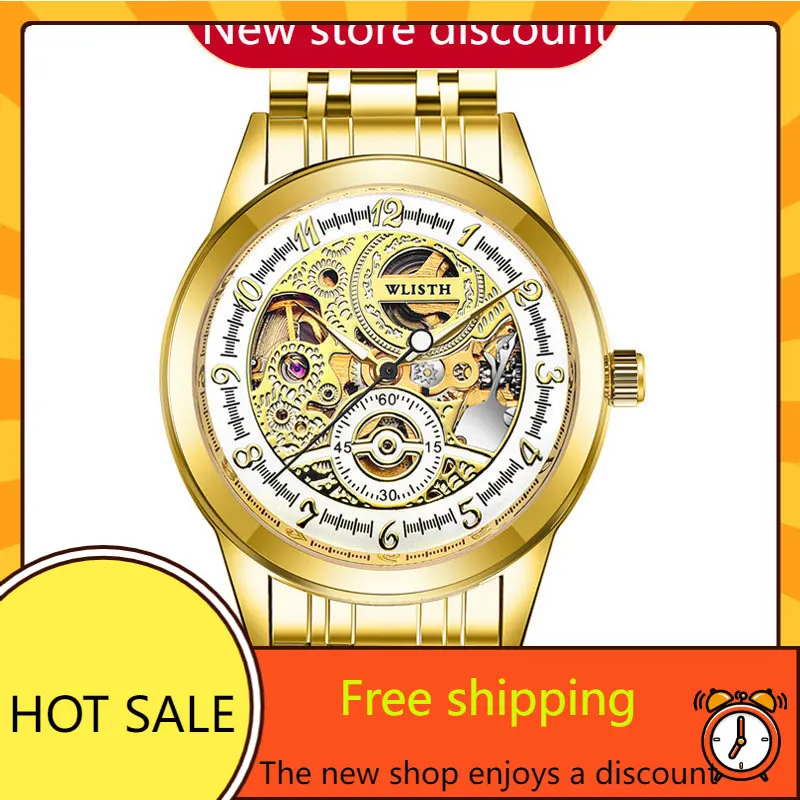 

New Luminous Hollowed Out Automatic Mechanical Gold Men's Watch