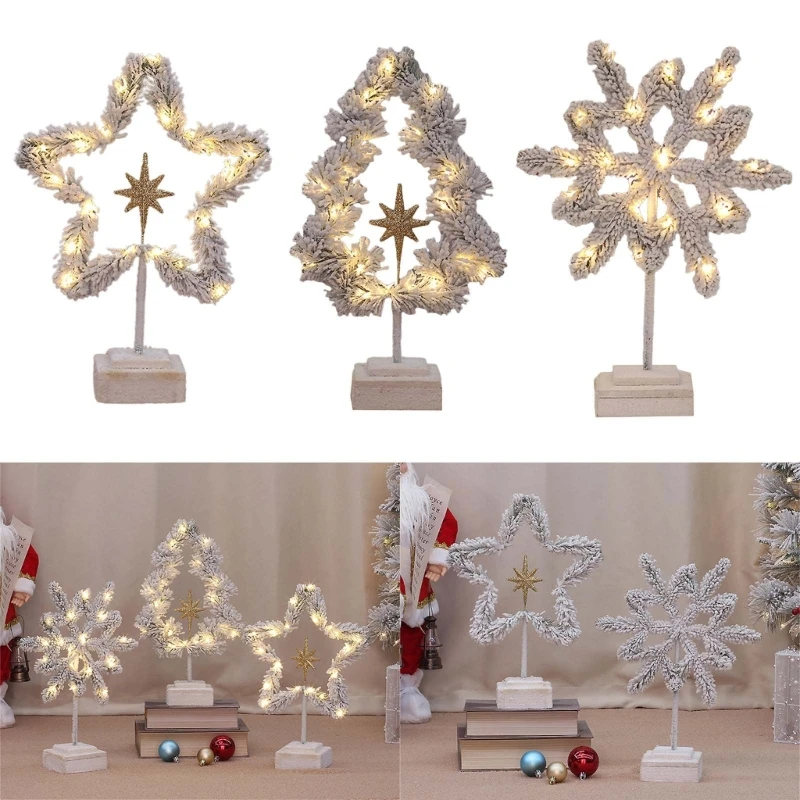 

Christmas Tree Ornament with LED Light Dining Table Decor 2024 New Year Gift