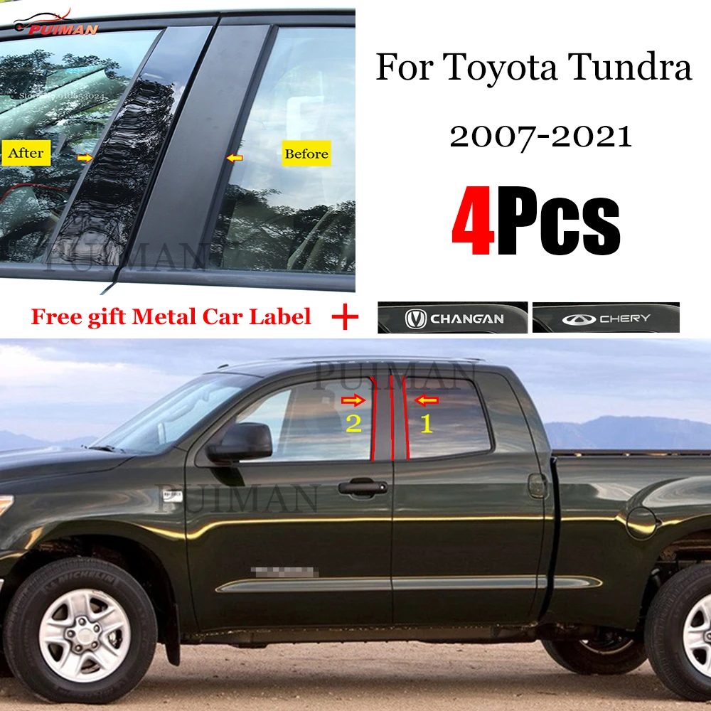 

4PCS Polished Pillar Posts Car Window Trim Cover BC Column Sticker Chromium Styling Fit For Toyota Tundra 2007 - 2021