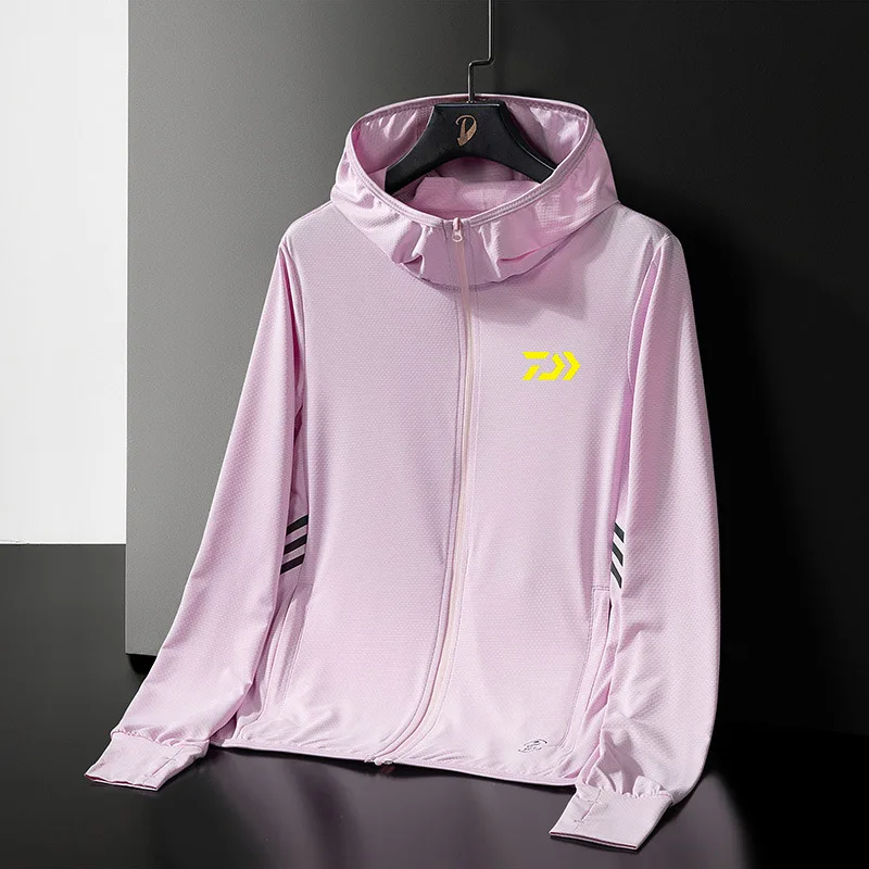 Daiwa Golf Clothing 2023 Summer Anti-UV Breathable Ice Silk Thin Fishing Hooded Quick Dry Jacket Couple Sports Sun Top