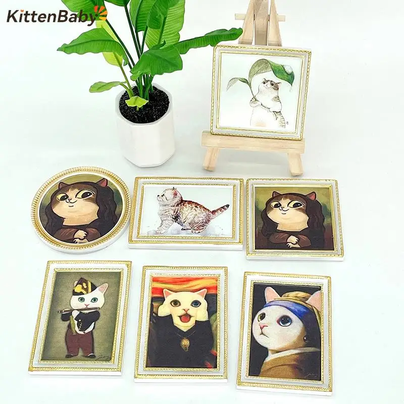 

1:12 Dollhouse Miniature Mural Baby/Catoon Cat Photos Wall Painting Frescoes Bedroom Living Room Furniture Decor Toy