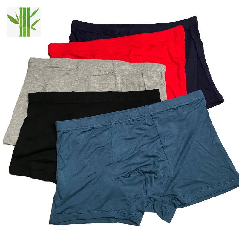 

Colorful Ultra Soft Comfy Bamboo Fiber Underwear Mens Boxer blue Breatable Underpants Men Size XL-6XL 7XL Solid Calzoncillos