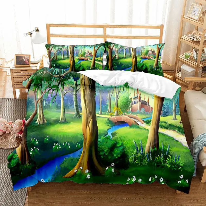 

Forest Kids Duvet Cover Colorful Elves Enchanted Tree Bedding Fantasy Magic Polyester Quilt Cover King/queen Size for Girl