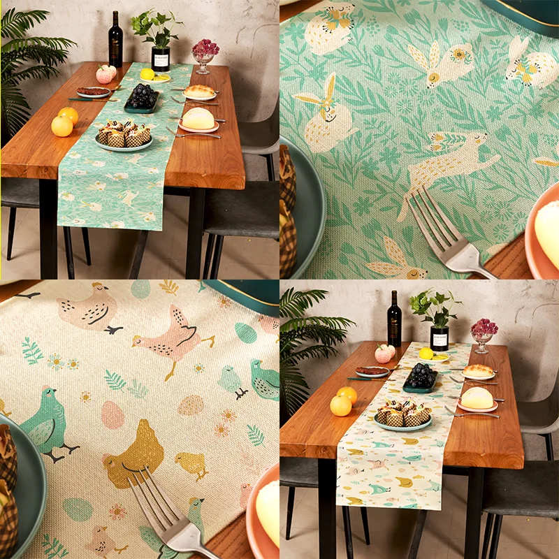 

Rabbit Flower Plants Wedding Table Decoration Table Runner Luxury Chrismas Coffee Party Boho Home Decor Rectangular Tablecloths
