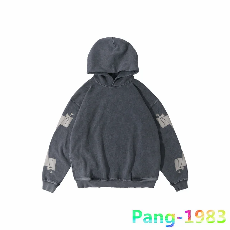 

Oversized Scroll Print Askyurself Hoodie High Street Damaged Old Fleece Hoodies Pullover Men Women Streetwear Ask Sweatshirt Top