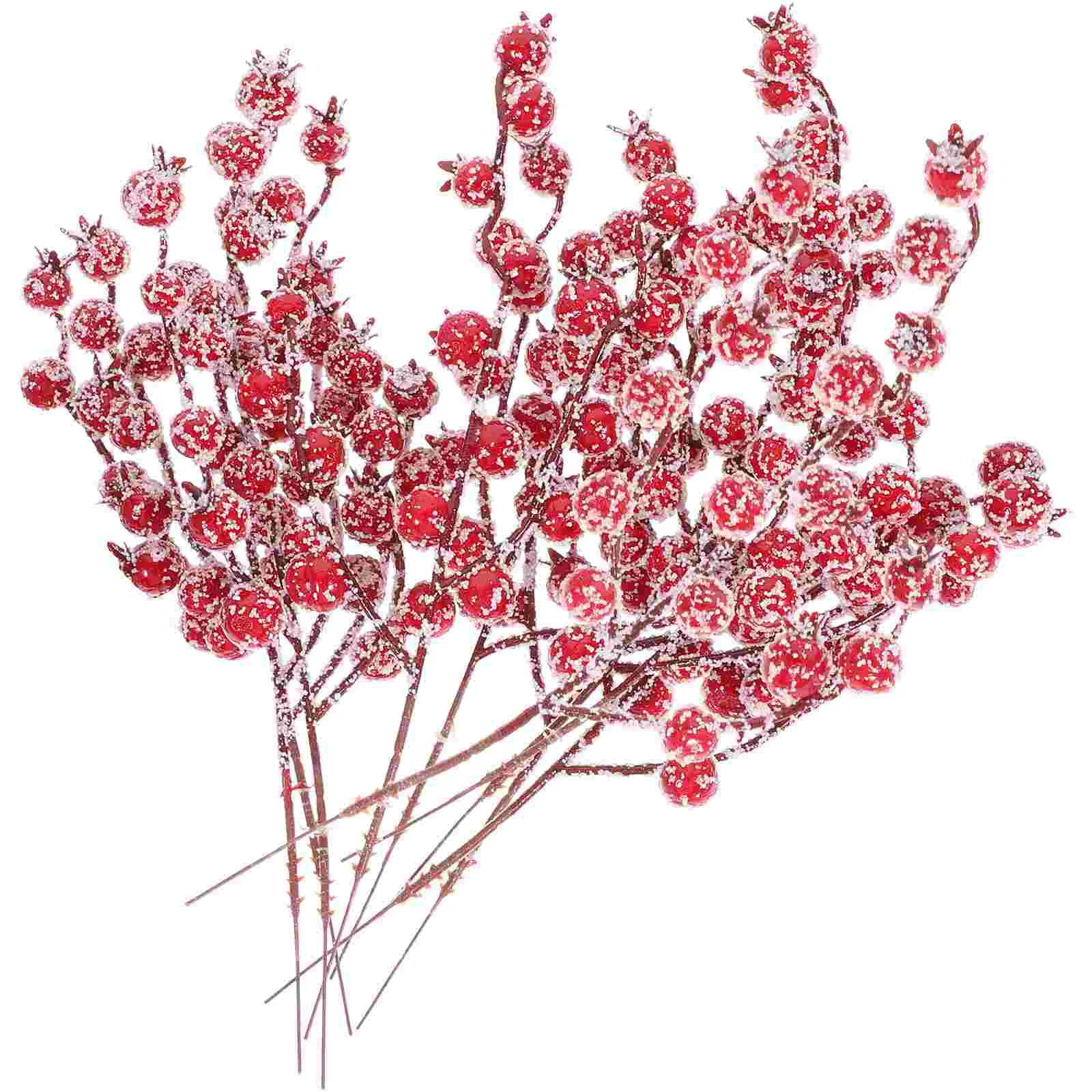 

Berry Christmas Artificial Red Berries Stems Holly Branches Picks Treefake Decor Stem Flower Branch Frosted Flowers Picksnowy