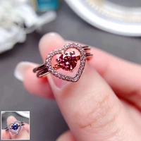 meibapj blue moissanite heart diamond ring for women 925 sterling silver fine wedding jewelry