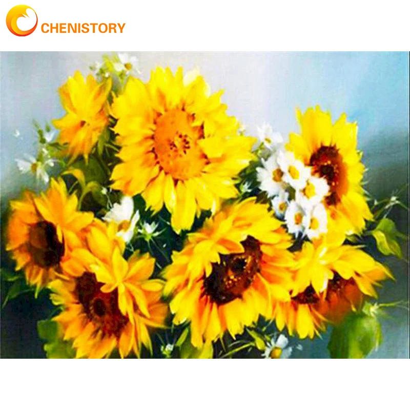 

CHENISTORY 5D Diamond Embroidery Cross Stitch Chrysanthemum Landscape Kits DIY Crafts Diamond Painting 5D Mosaic Craft Kit