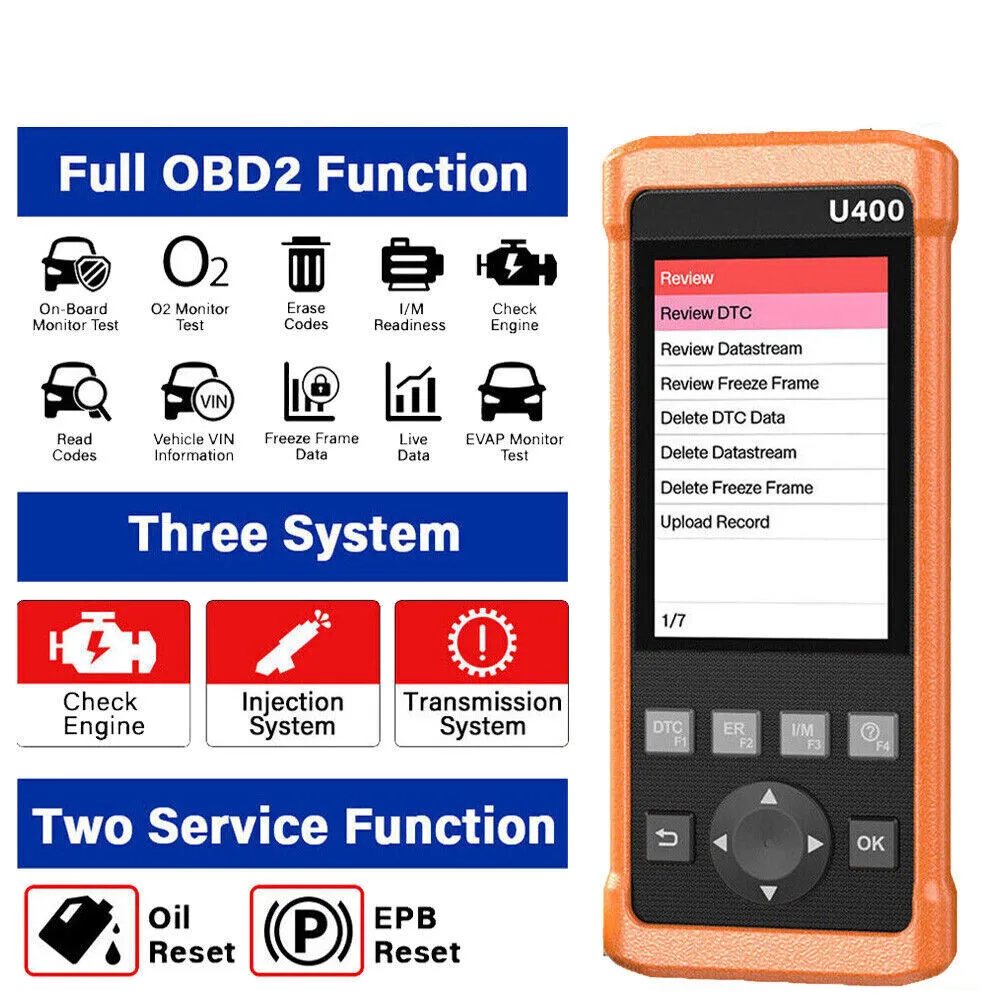 

LAUNCH U400 Car OBD2 Scanner Code Reader Gearbox Injection OIL Brake Diagnostic with EPB Oil Lamp Reset