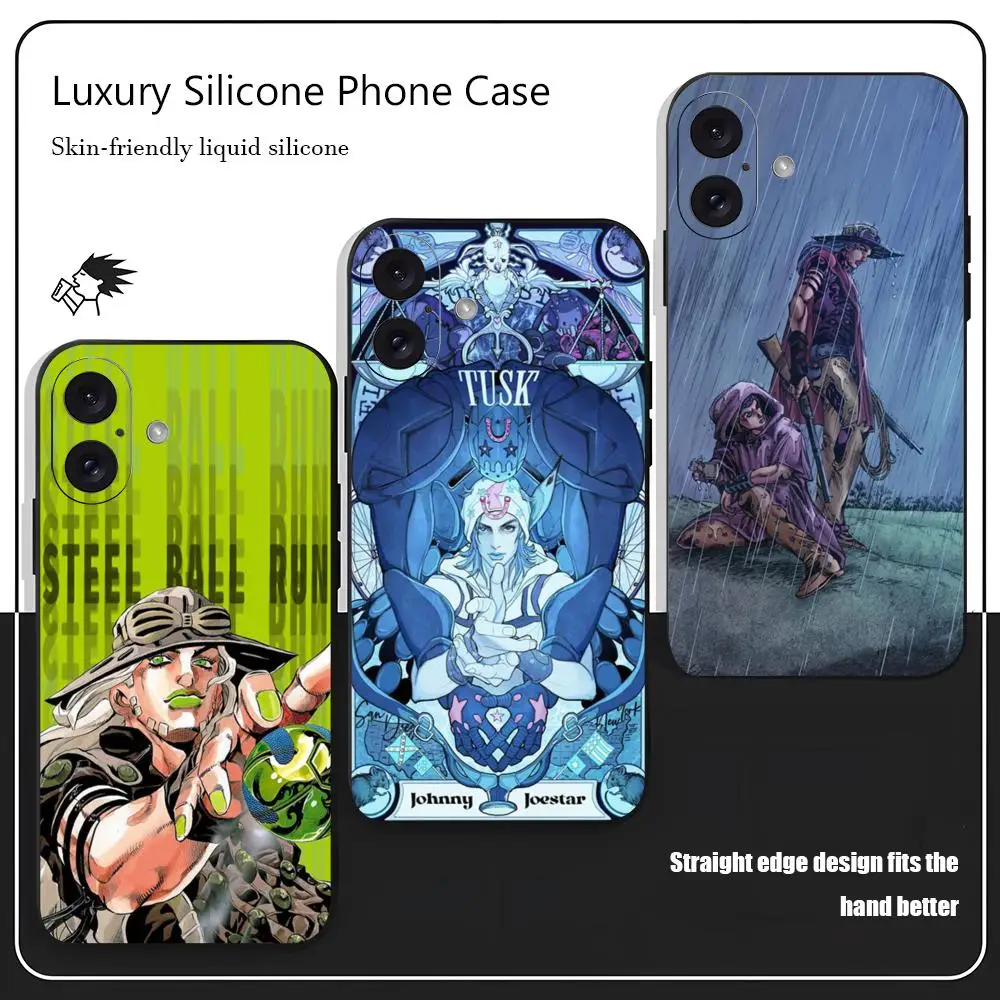 Фото Чехол для телефона JOJO Steel Ball Run Anime для iPhone 17 16 15 14 13 12 X XR XS 8 Plus Mini Pro Max, мягкий, черный, противоударный №1