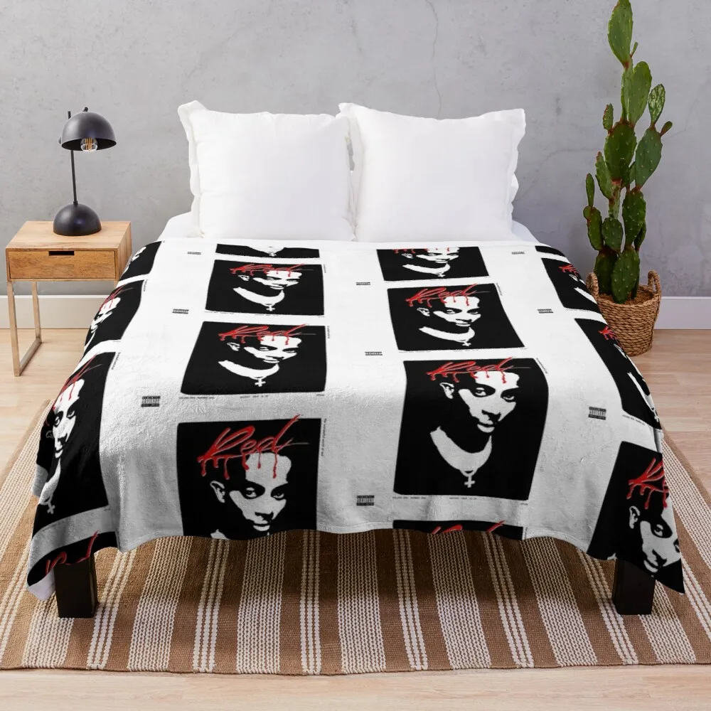 

Плед Playboi Carti с изображением Красного альбома, покрывало для кровати, вязаное клетчатое вязаное одеяло