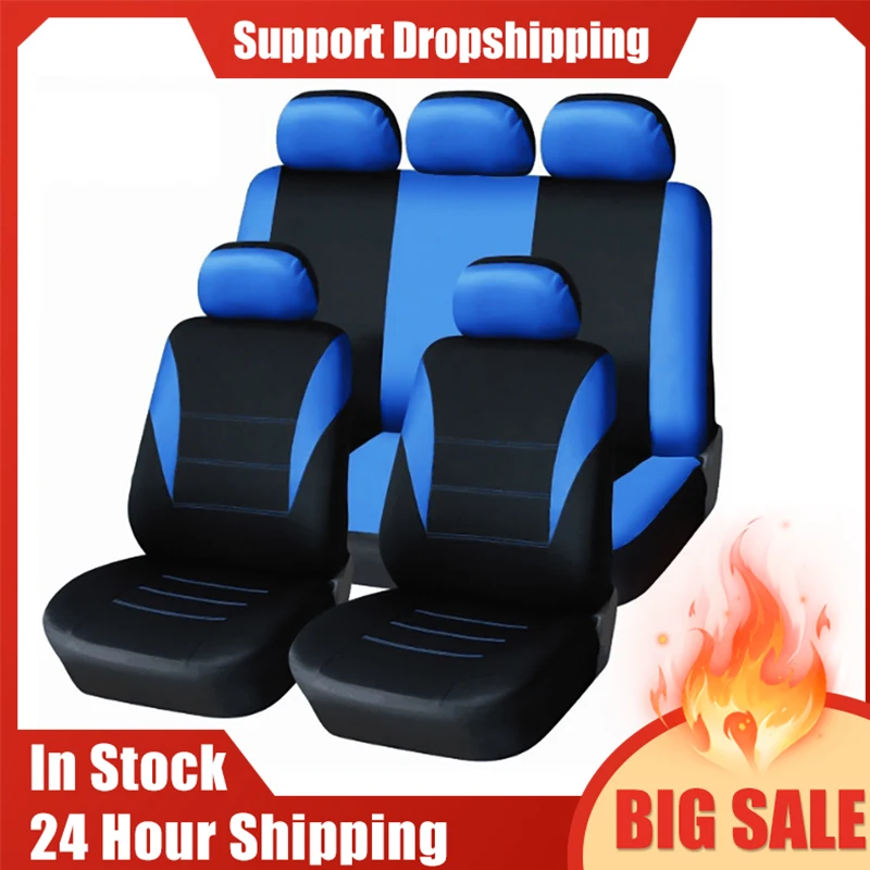 

9pcs/set Universal Car Seat Covers Polyester Breathable Protectors Washable Car Seats Cover Automotive Interior Accessories