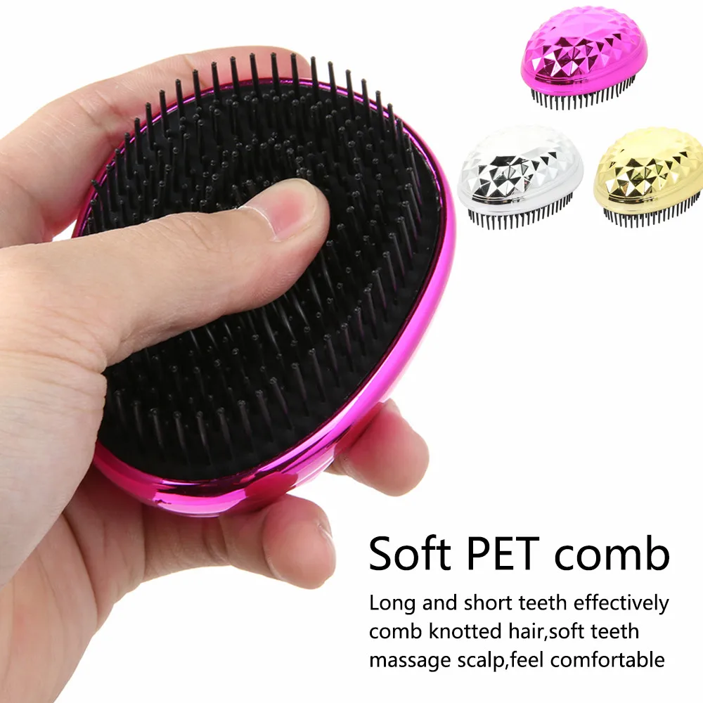 Women's Fashion Cute Electroplating Diamond Pattern Egg Comb Smooth Comfortable Massage Soft Styling Tools Hair Brushes |