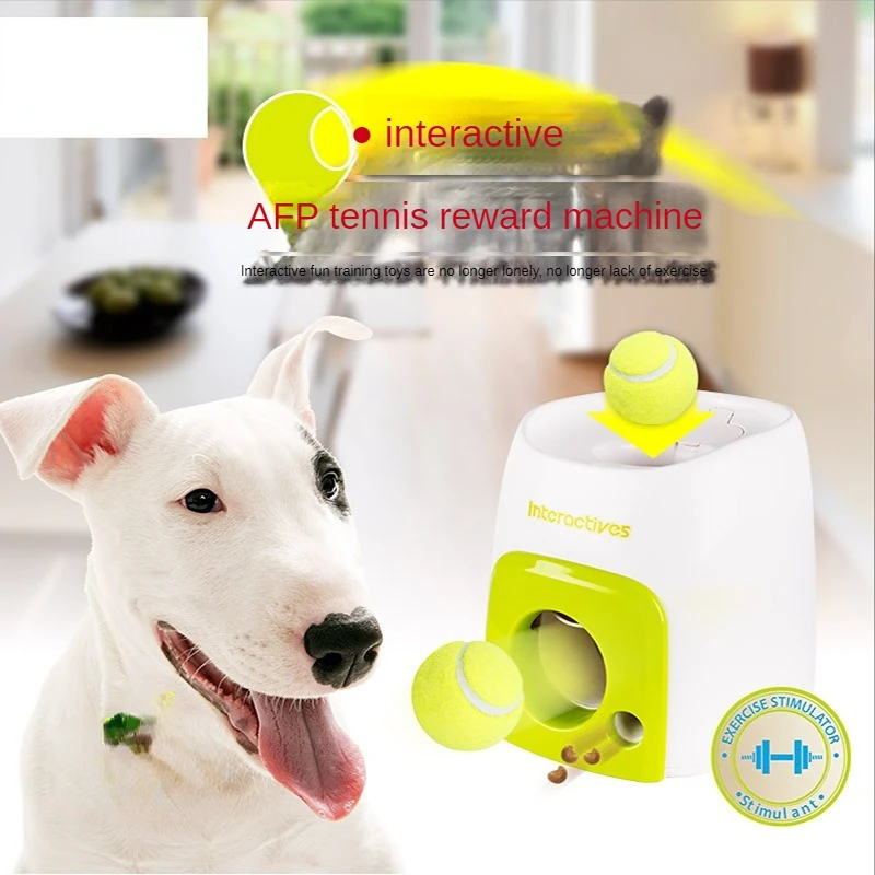 Dog Interactive Training Reward Machine Smart Pet Leaky Food Device Tennis Feeder Toy To Relieve Boredom