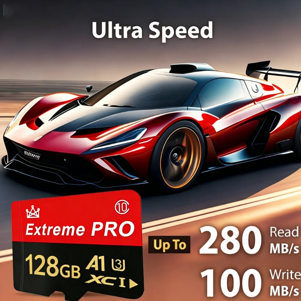 Фото Карта памяти Micro SD TF 512 ГБ 256 ГБ 128 ГБ 64 ГБ, ультрабыстрая U3 V30 A2 для дронов FPV, фристайла и записи видео 4K №2