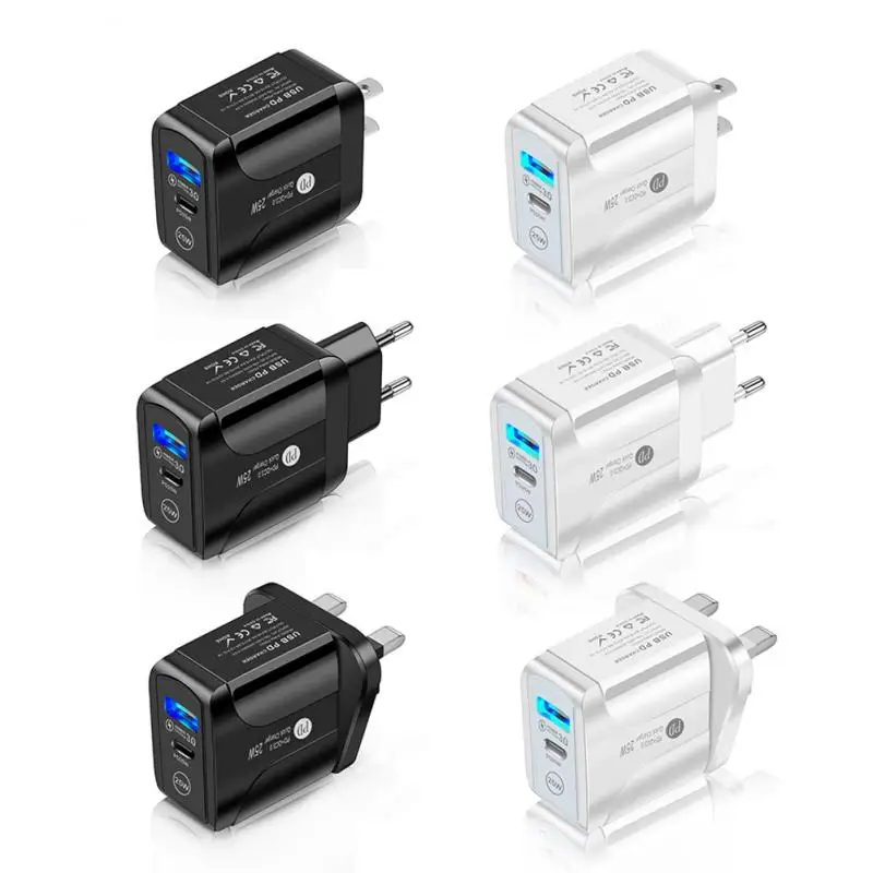 

Eu Us Uk Plug Charging Adapters Mini Qc3.0 Fast Charging Dual Port Charger Pd 20w Mobile Phone Charger Phone Accessories