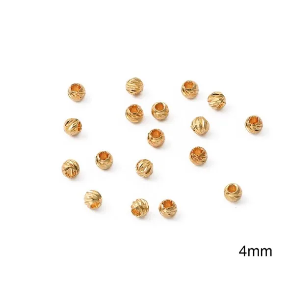 

DIY Jewelry Accessories 18K Gold Plated Striped Cut Flower Beads 3mm 4mm Spacer Bulk Hand Beading Material