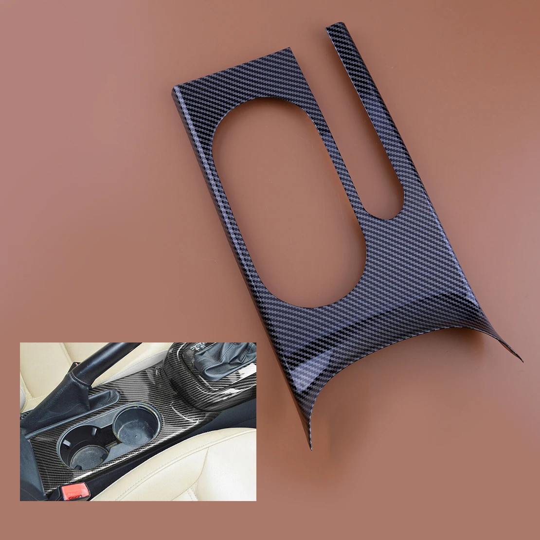 

LHD Car Console Gear Shift Water Cup Holder Frame Trim Cover Fit for VW Jetta MK6 2011-2016 2017 2018 Carbon Fiber Style Plastic