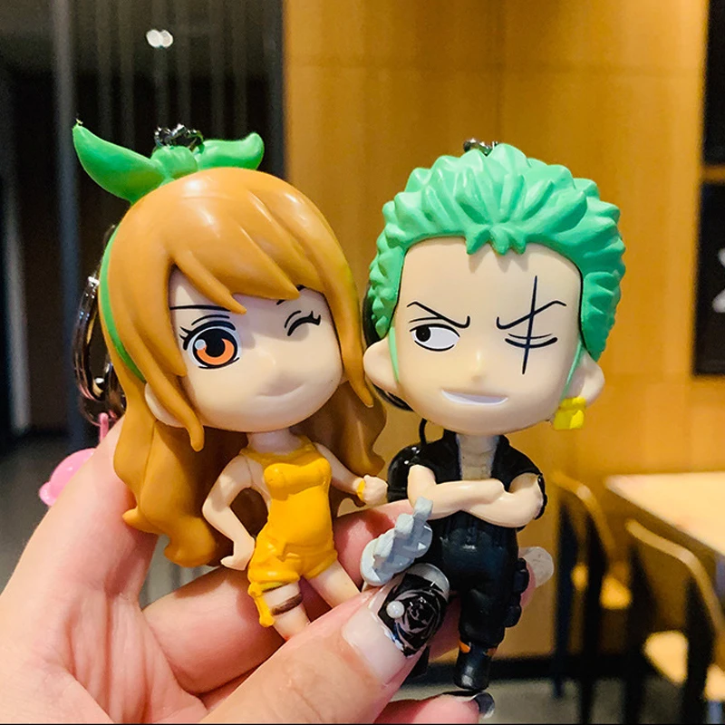 

Anime One Piece 3D Keychain Cartoon Luffy With Hat Pendant Key Rings Key Buckles Women Men Bag Key Accessories Silicone Jewelry