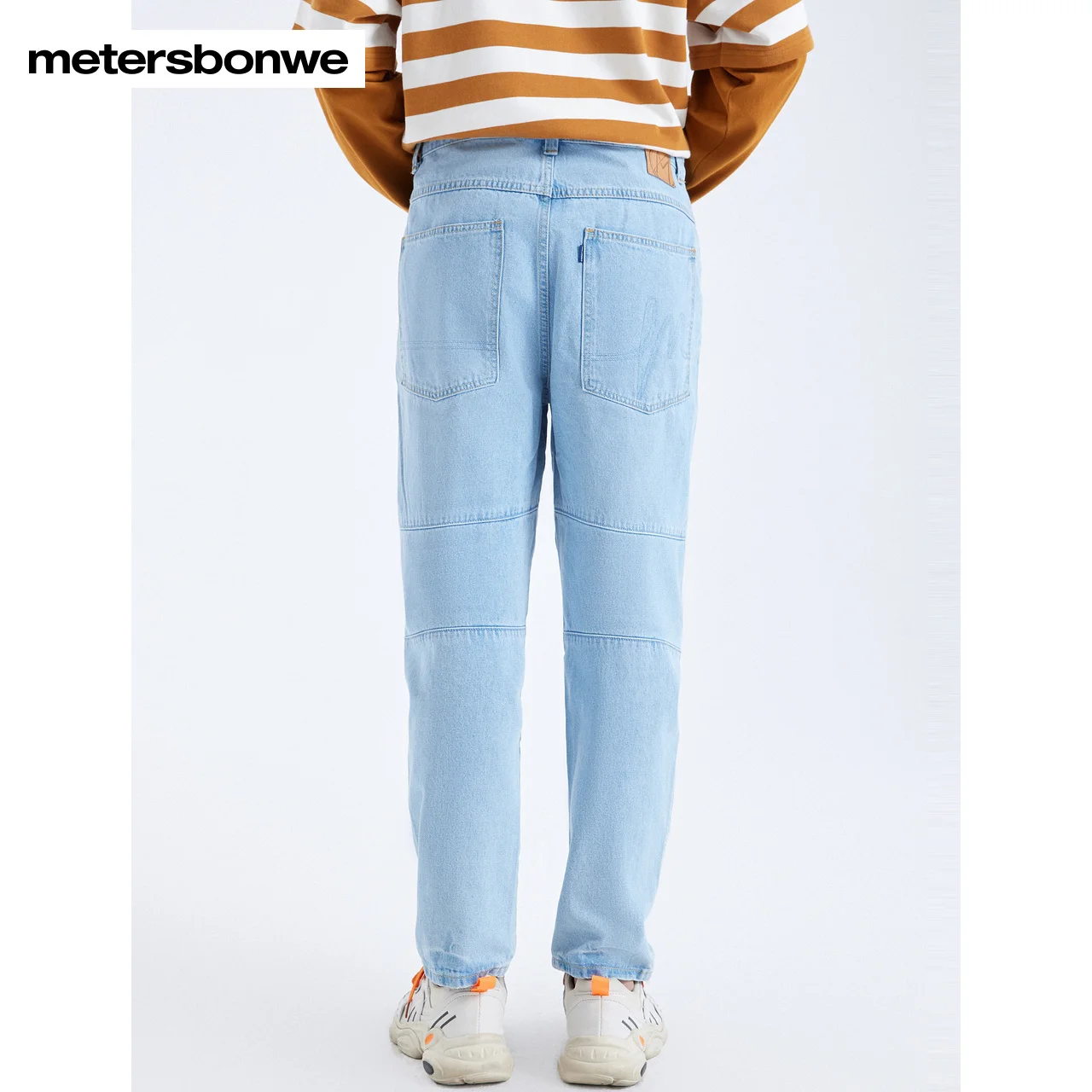 Metersbonwe Spring Jeans For Men Light Bule Pure Cotton Loose Denim Trousers Casual High Quality Peg Top Jeans