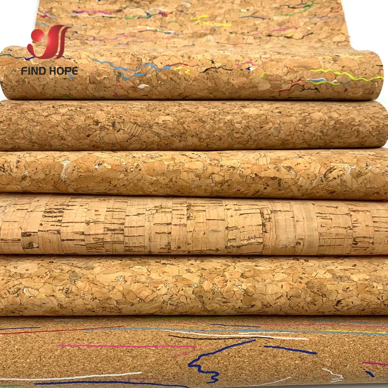 20cm x 15cm 6pcs Bundle Vintage Soft Cork Fabric For Garment Handbag High Quality Synthetic Leather DIY Sewing Materials
