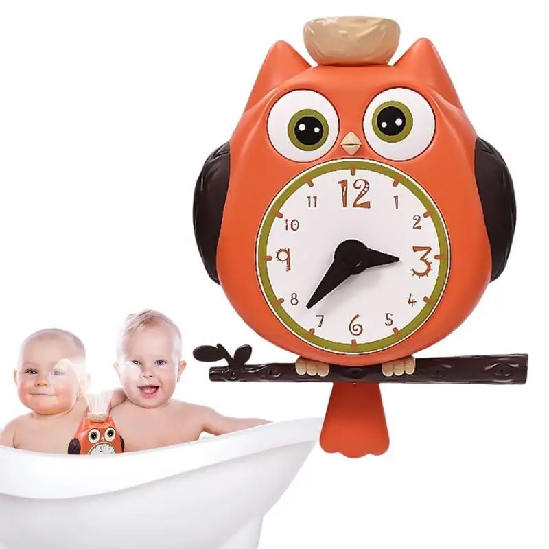

Shower Toys For Kids Interactive Children Owl Clock Water Toy Boys & Girls Interactive Animal Toys With 3 Suction Cups For Bath