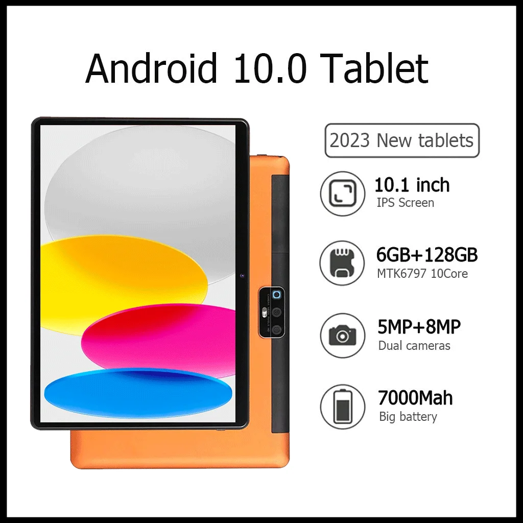 Tablet Original 2023 10.1 inch 1920*1200 6GB RAM 128GB ROM Android 10.0 Tablets 10 core MTK6797 Dual card 4G Global Version WIFI