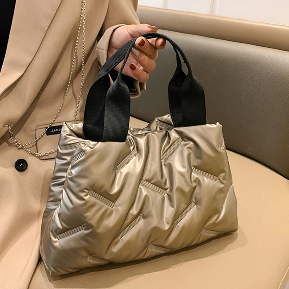 

Модная Женская Стеганая Сумка Хобо, стеганая вместительная мягкая сумка на плечо, зимняя женская подушка, вместительная сумка-тоут через плечо