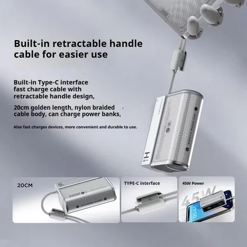 Nubia REDMADIC CCC PowerBank 45 Вт, двусторонняя быстрая зарядка, 10000 мАч, внешний аккумулятор с цифровым дисплеем большой емкости, встроенное зарядное устройство с кабелем