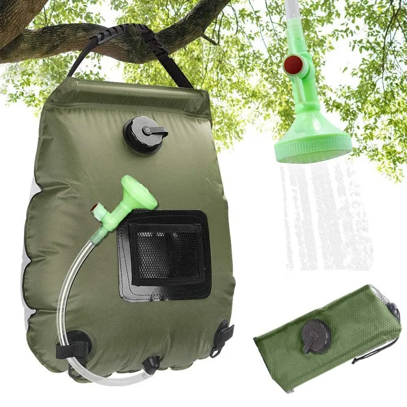 

Outdoor Camping Water Bags 20L/15L Solar Heating Shower Bag Climbing Hydration Bag Hose Switchable Shower Head Water Storage Bag