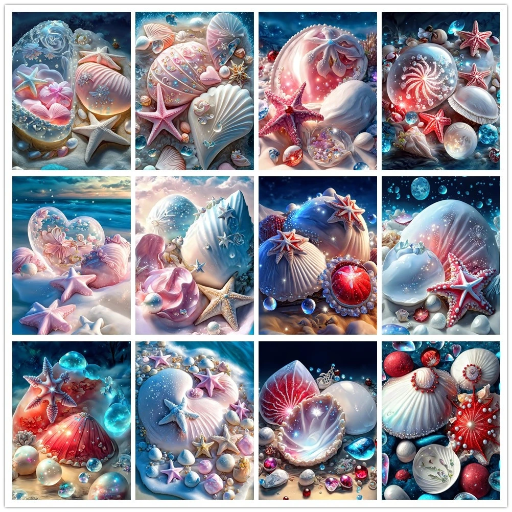 

5D Diy Diamond Painting Fantasy Shell Starfish Diamond Embroidery Seaside Scenery Mosaic Art Cross Stitch Home Decor Stickers