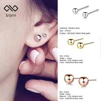 bipin super mini 3mm women stainless steel ball earrings small fashion jewelry earrings