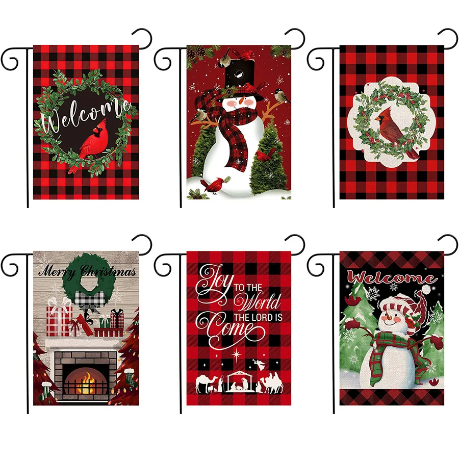 

Custom Pennants Manufacturers Specializes In Christmas Garden Flag Double-sided Print Water Garrane Snowman Outdoor Decorative
