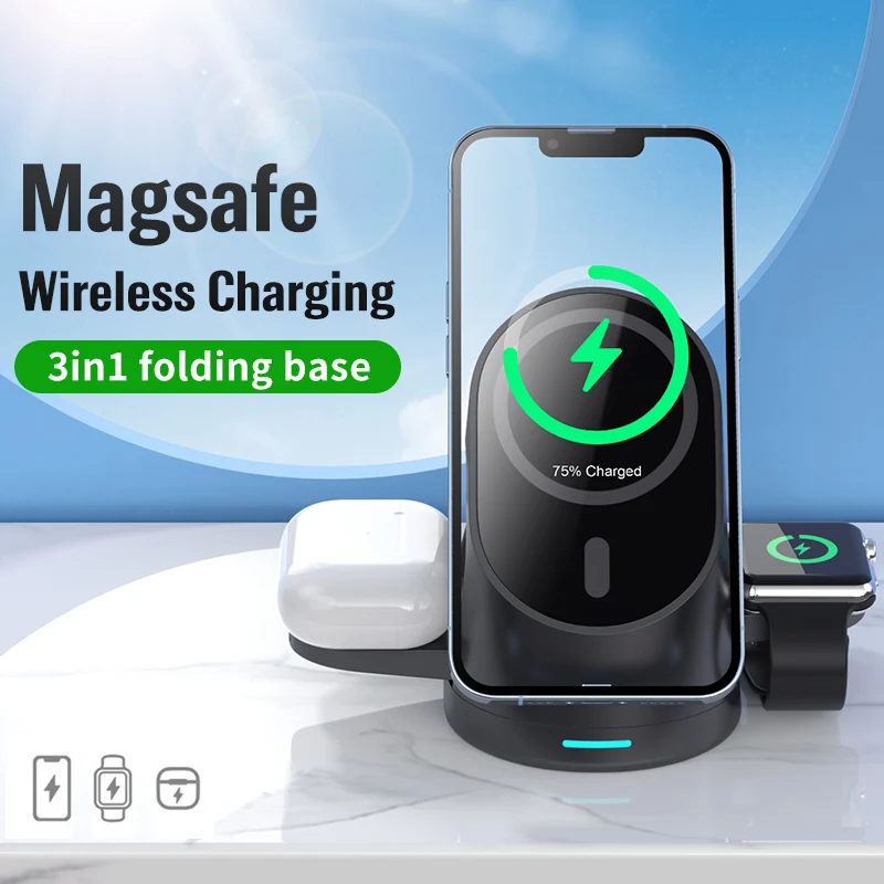 RYRA 3 In 1 Magnetic Wireless Charger For IPhone14/13 20W Qi Fast Charging Dock Station For Apple Watch Airpods Power Protection