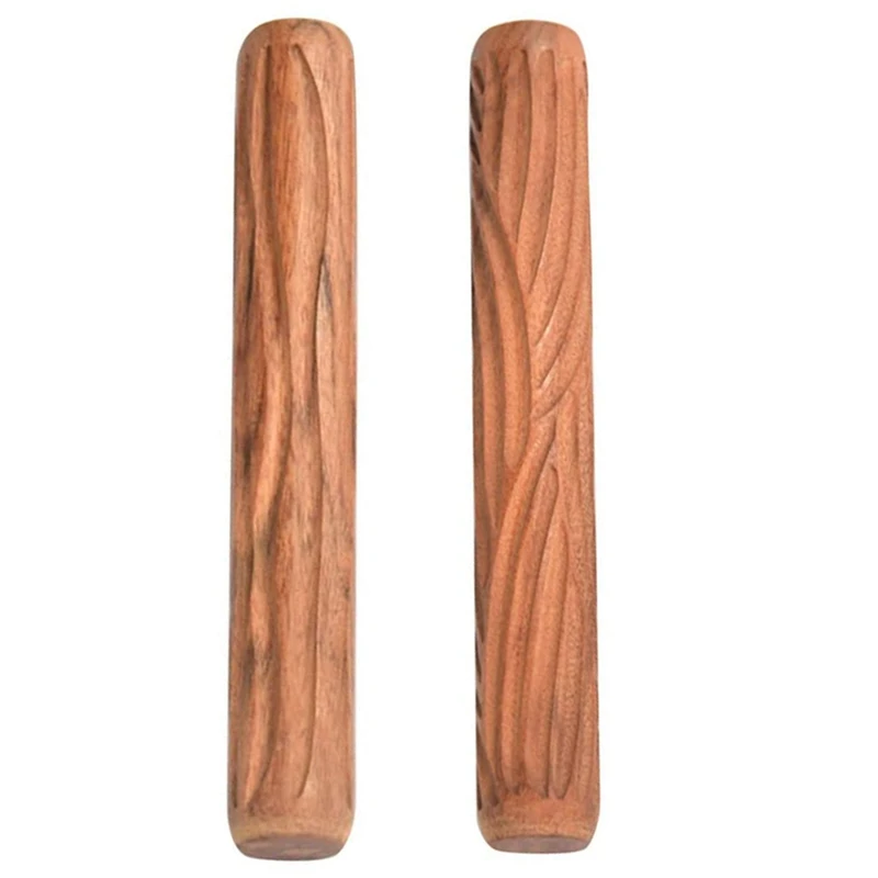 

2x Pottery Tools Wood Hand Rollers for Clay Stamp,Pattern Roller Wooden Handle Clay Roller Wood Grain & Ripple