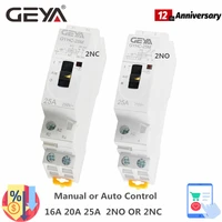 geya manual control household contactor din rail type modular contactor 2p 16a 20a 25a 2no or 2nc 220v