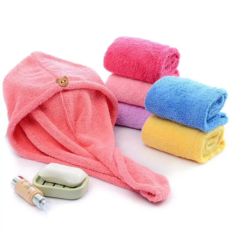 

Women Hair Drying Hat Quick-dry Hair Towel Cap Hat Bath Hat Microfiber Solid Towel Cap Super Absorption Turban Hair Dry Cap
