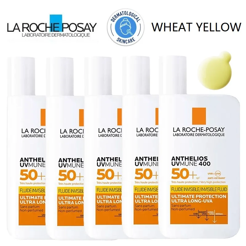 

5PCS LA ROCHE-POSAY Sunscreen Anthelios UVMUNE 400 Sunscreen SPF50+ Fluide Invisible Fluid Wheat Yellow Emulsion Cream NEW 50ML